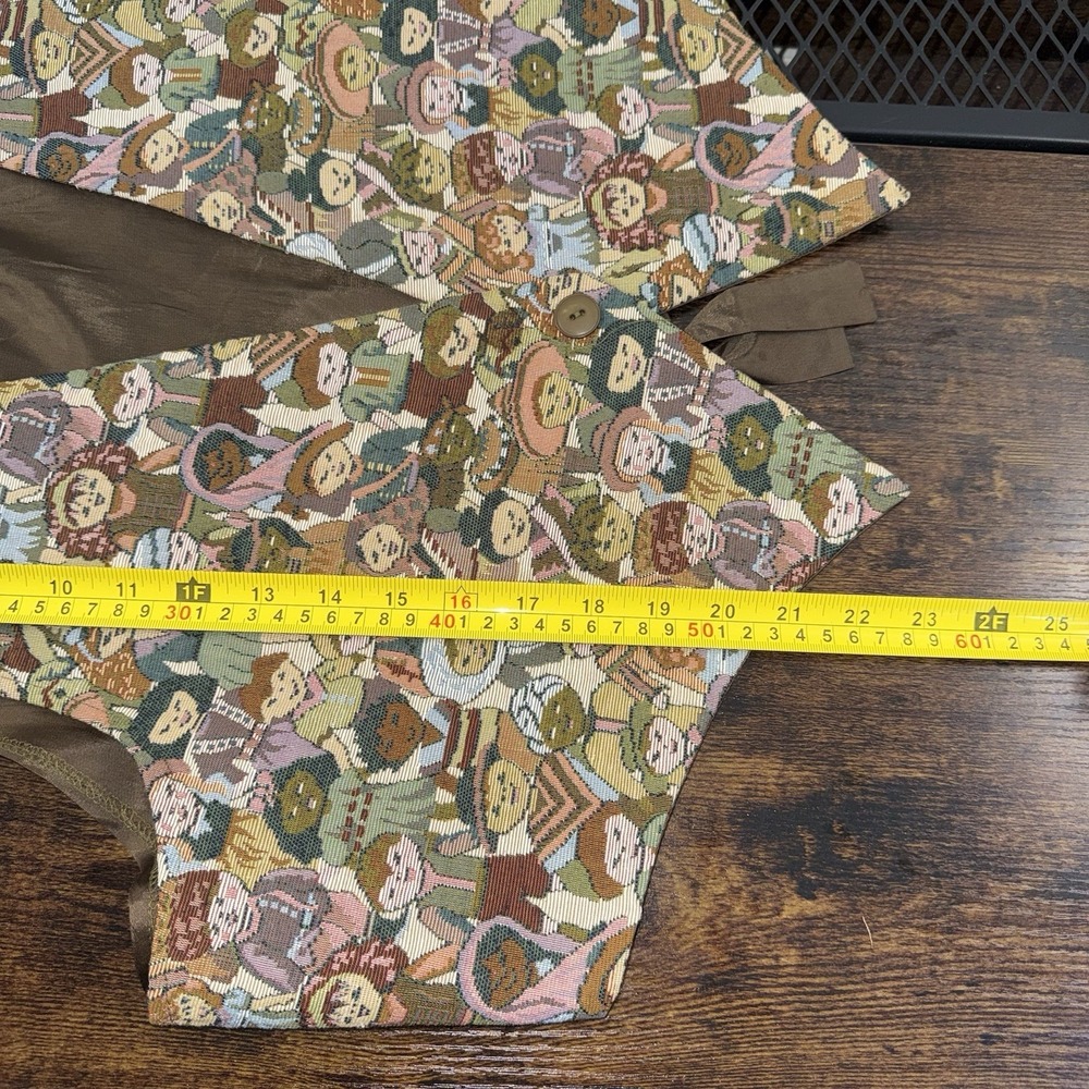 Vintage Special Thyme Ltd Tapestry Vest Women Boho Folk Art Button Back Tie Sz M - Picture 5 of 7